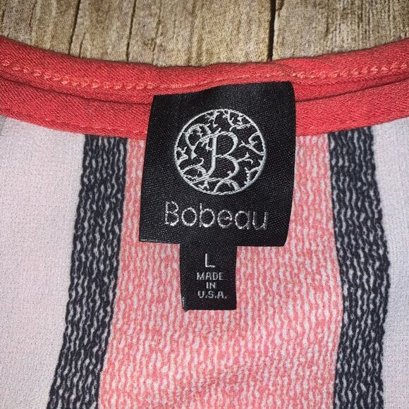 Bobeau Vertical Stripe Cap Sleeve Top - Picture 4 of 6